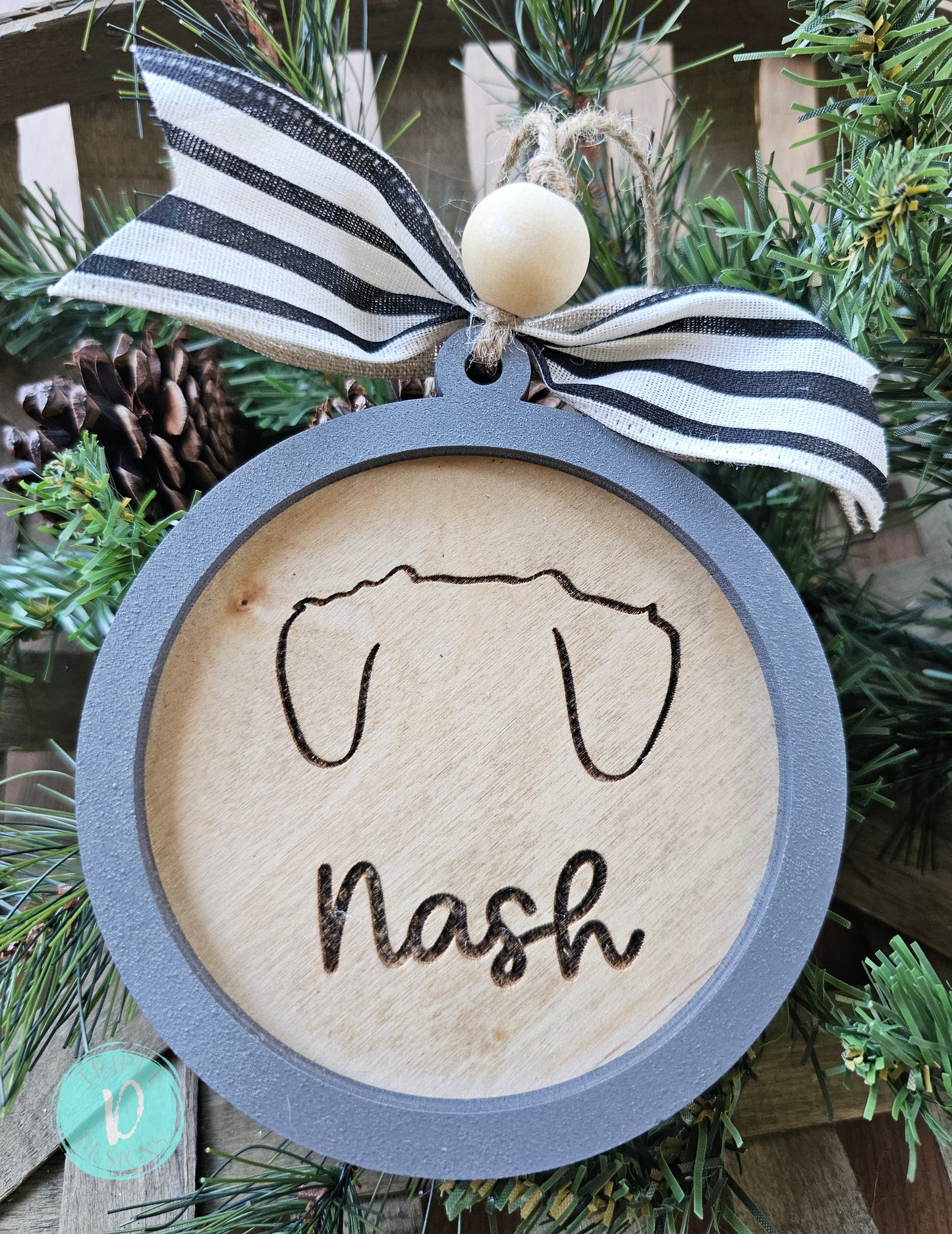 Dog Ears/Personalized/Christmas Ornament