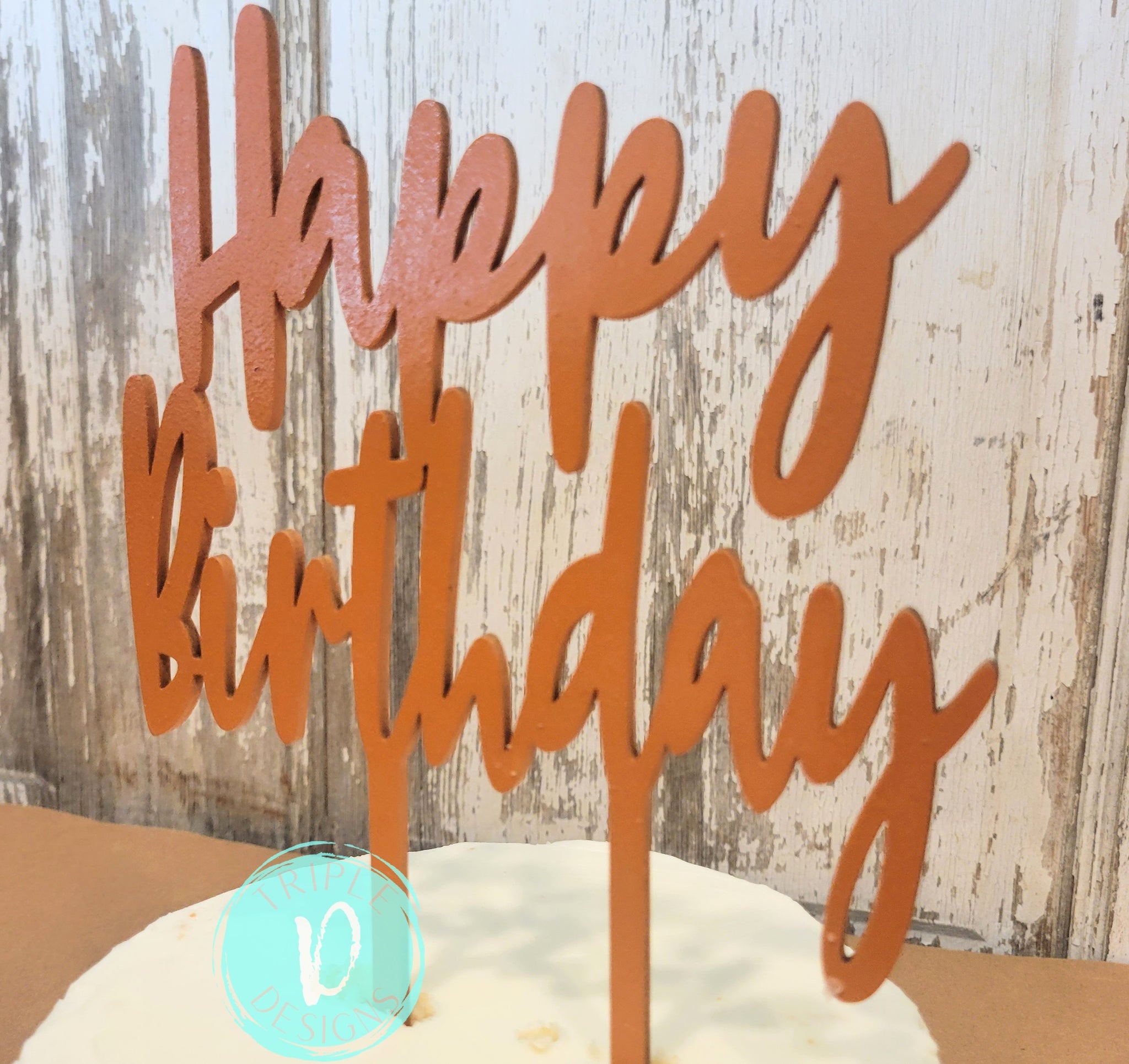 Happy Birthday Cake Topper - Script Text